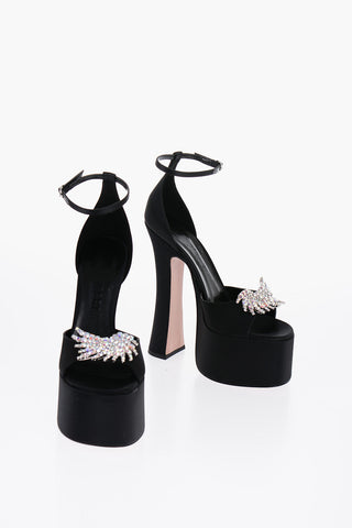 Satin ROSALIA Ankle Strap Sandals with Jewels Embellished 17cm