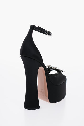 Satin ROSALIA Ankle Strap Sandals with Jewels Embellished 17cm