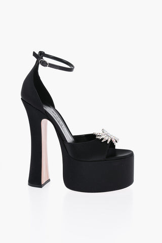 Satin ROSALIA Ankle Strap Sandals with Jewels Embellished 17cm