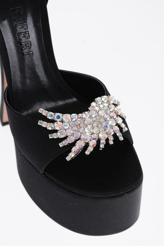 Satin ROSALIA Ankle Strap Sandals with Jewels Embellished 17cm