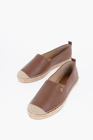 LAUREN Textured Leather CAMERYN Loafers with Raffia Sole