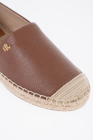 LAUREN Textured Leather CAMERYN Loafers with Raffia Sole