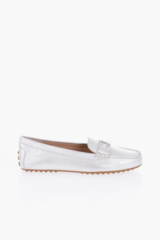 LAUREN Metallic Leather BARNSBURY Loafers with Monogram