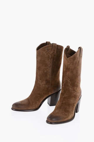 Suede Western Boots with Heel 9cm