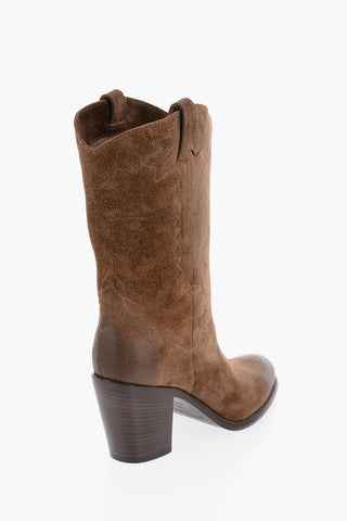 Suede Western Boots with Heel 9cm