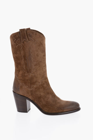Suede Western Boots with Heel 9cm
