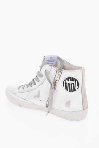 Vintage Effect Leather FRANCY High-Top Sneakers