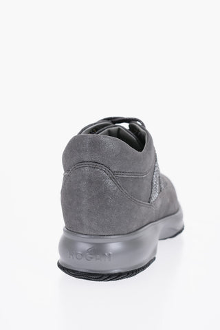 Sneakers Basse in Pelle con Logo in Strass