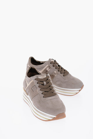 Suede Low-Top Sneakers with Golden-Effect Details