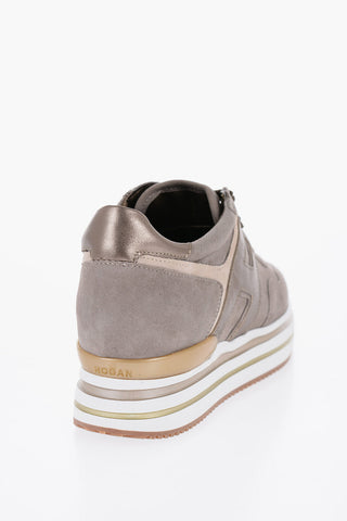 Suede Low-Top Sneakers with Golden-Effect Details