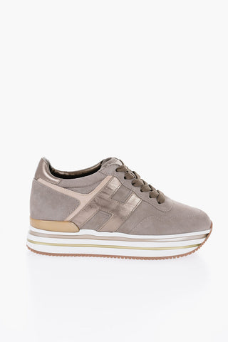 Suede Low-Top Sneakers with Golden-Effect Details