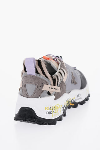 Sneakers in Suede e Tessuto con Dettaglio in Cavallino