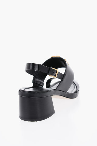 Sandali in Pelle con Monogram Effetto Dorato 5,5cm