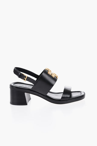 Sandali in Pelle con Monogram Effetto Dorato 5,5cm