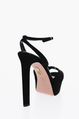 Suede DIVINE Ankle Strap Sandals with Heel 15cm