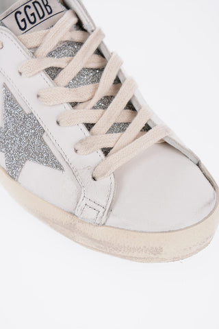 Leather SUPER -STAR Low-Top Sneakers with Glitter Detail