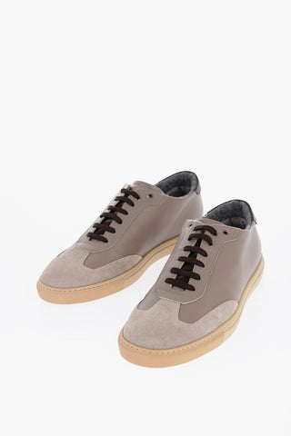 ID Sneakers In Pelle con Dettaglio in Suede