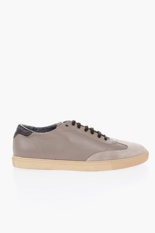 ID Sneakers In Pelle con Dettaglio in Suede