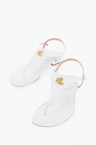 Leather Thong Sandals with Golden Monogram