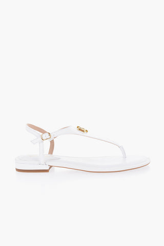 Leather Thong Sandals with Golden Monogram