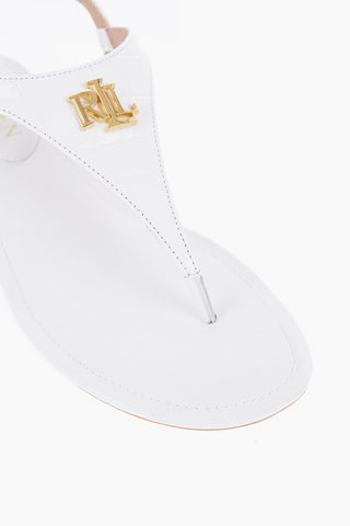 Leather Thong Sandals with Golden Monogram