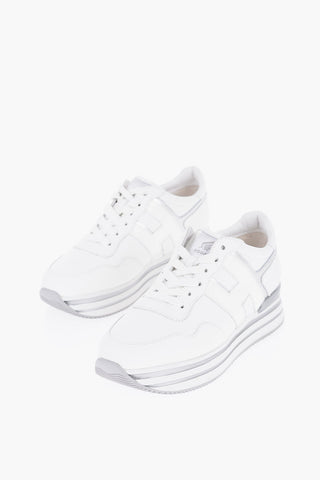 Solid Colo Sneakers with Metallic Leather Detail