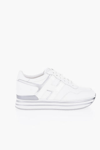 Solid Colo Sneakers with Metallic Leather Detail