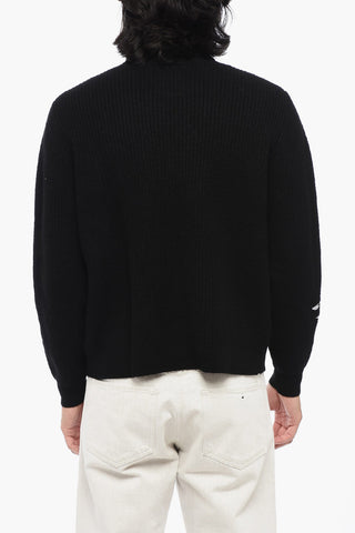 Wool Turtleneck Sweater with Maxi Embroidery