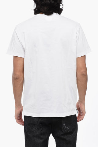 Solid Color CIGARETTE FIT Crew-neck T-Shirt with Printed Logo