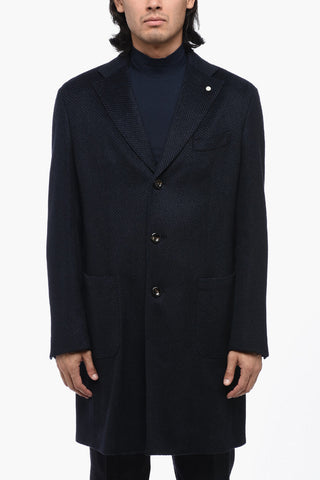 Virgin Wool and Cashmere Coat with Patch Pockets