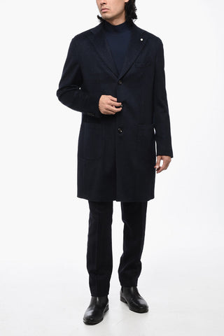 Virgin Wool and Cashmere Coat with Patch Pockets