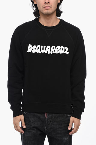 Felpa Girocollo COOL FIT in Cotone Felpato con Logo a Contrasto