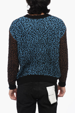 Two-Tone Cotton Blend Crew-neck Sweater