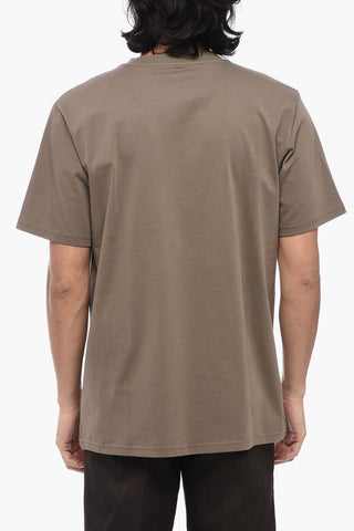 Solid Color Crew-neck T-Shirt with Printed Logo