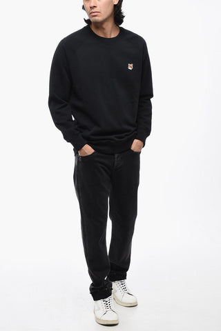 Cotton Crew-neck Sweatshirt with Embroidery