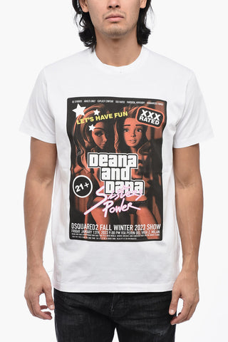 Rundhals-T-Shirt CIGARETTE FIT mit Print