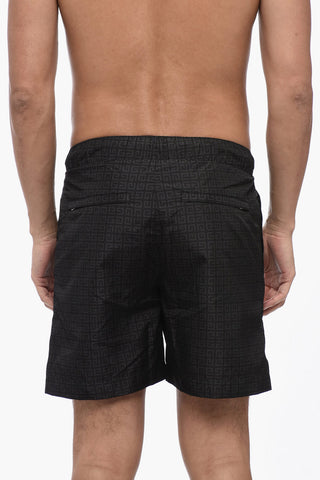 Two-Tone Swim Shorts with All-Over Logo