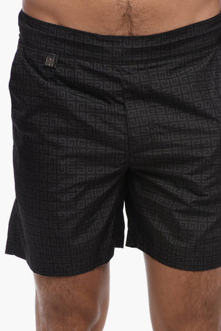 Two-Tone Swim Shorts with All-Over Logo