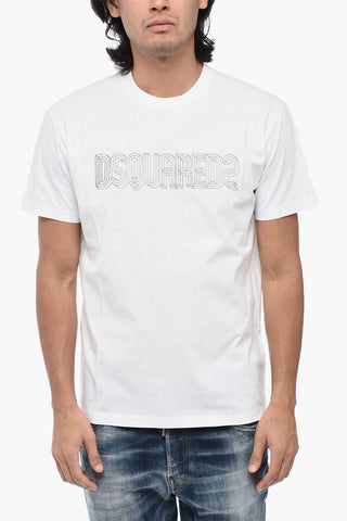 T-Shirt Girocollo con Logo in Rilievo