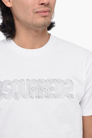 T-Shirt Girocollo con Logo in Rilievo