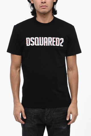 Solid Color COOL FIT Crew-neck T-Shirt with Printed Logo