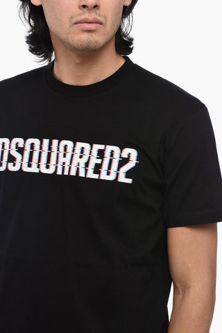 Solid Color COOL FIT Crew-neck T-Shirt with Printed Logo