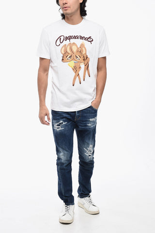 Cotton Crew-neck T-Shirt with Maxi Print