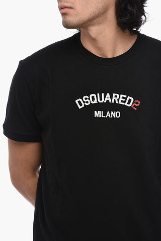 T-Shirt Girocollo DAN FIT in Tinta Unita con Logo Stampato