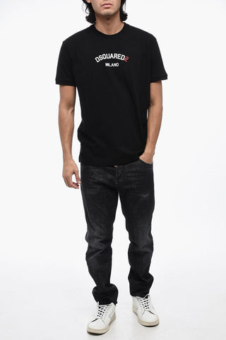 T-Shirt Girocollo DAN FIT in Tinta Unita con Logo Stampato