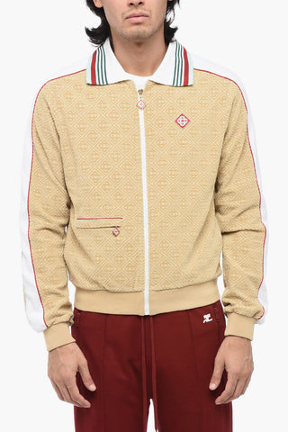 Velvet Sweatshirt with Contrast Side Bands