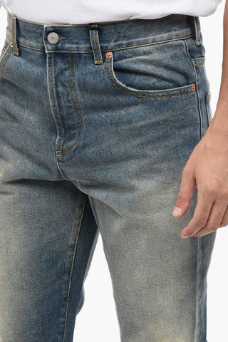Skinny-Fit-Jeans in Vintage-Waschung mit 16 cm ausgefranstem Saum