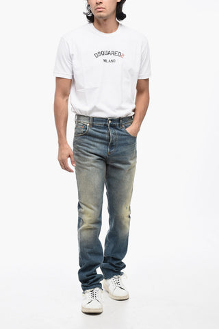 Skinny-Fit-Jeans in Vintage-Waschung mit 16 cm ausgefranstem Saum