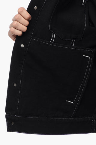Giubbotto in Denim  con Toppa In Pelle