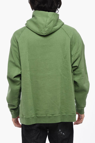 Felpa Hoodie in Tinta Unita con Logo in Rilievo